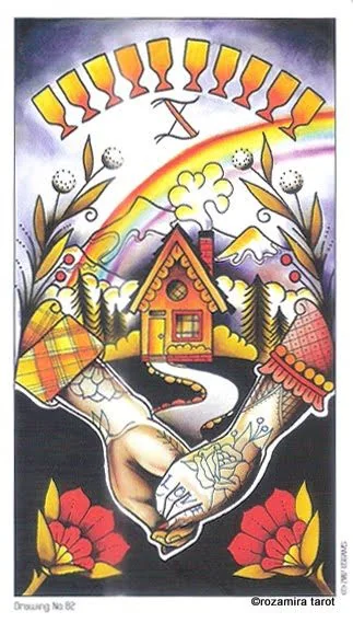 Ten of Cups card from the Eight Coins Tattoo Tarot deck