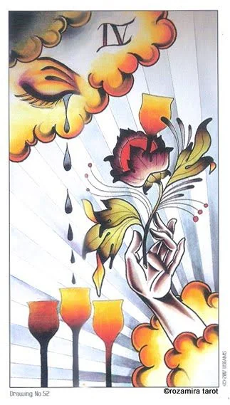 Ace of Cups Study card from the Eight Coins Tattoo Tarot deck