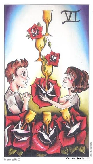 Three of Cups card from the Eight Coins Tattoo Tarot deck