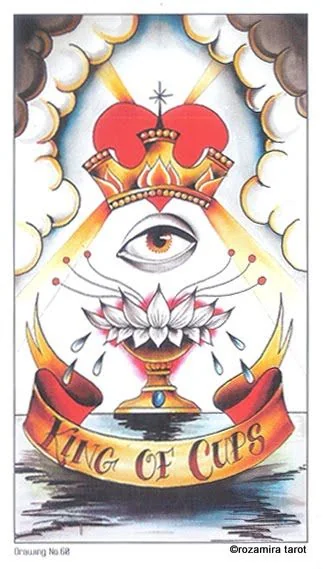 King of Cups card from the Eight Coins Tattoo Tarot deck