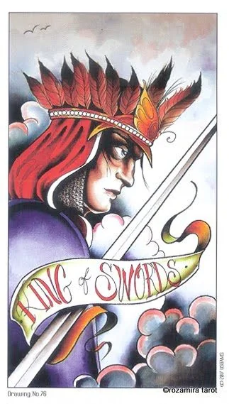 Swords Study card from the Eight Coins Tattoo Tarot deck