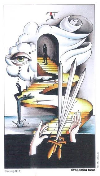 Ace of Swords Study card from the Eight Coins Tattoo Tarot deck