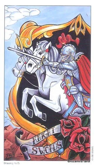 Swords Study II card from the Eight Coins Tattoo Tarot deck