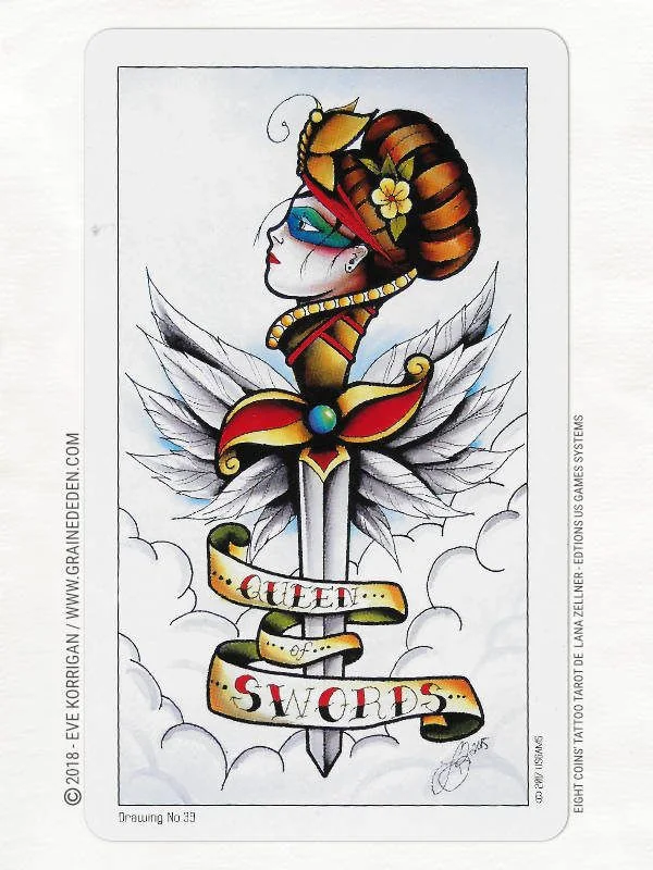 Two of Coins card from the Eight Coins Tattoo Tarot deck