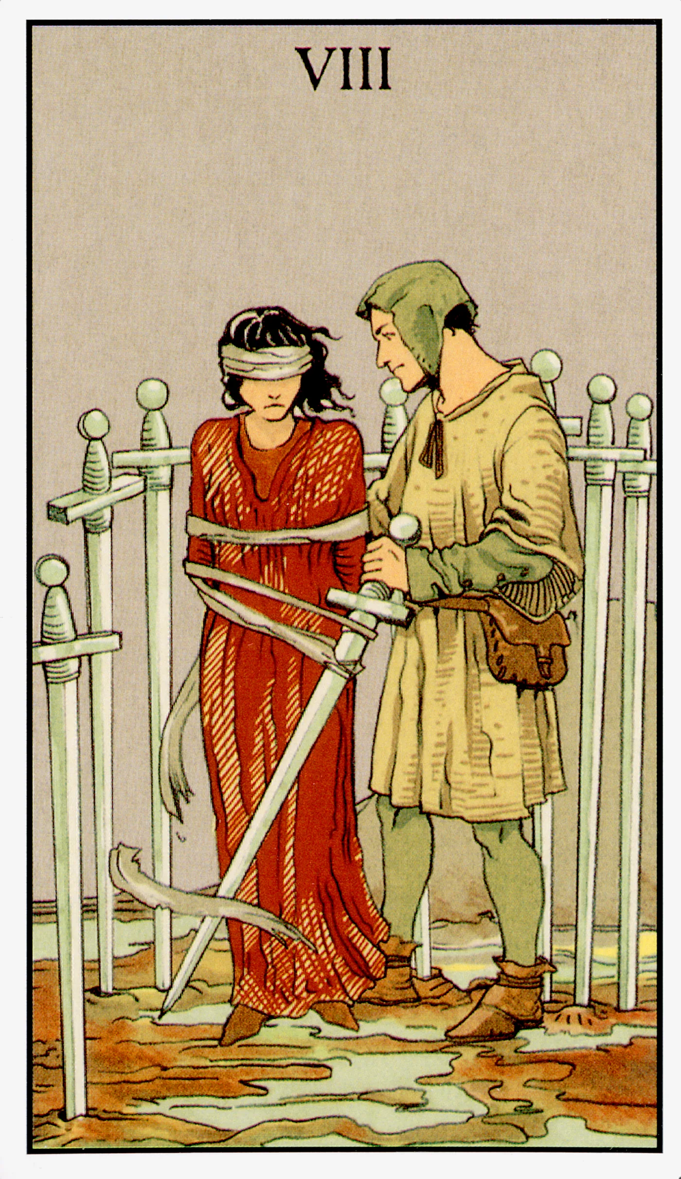 Eight of Swords — After Tarot by Lo Scarabeo Eight of Swords card from the After Tarot deck by Lo Scarabeo