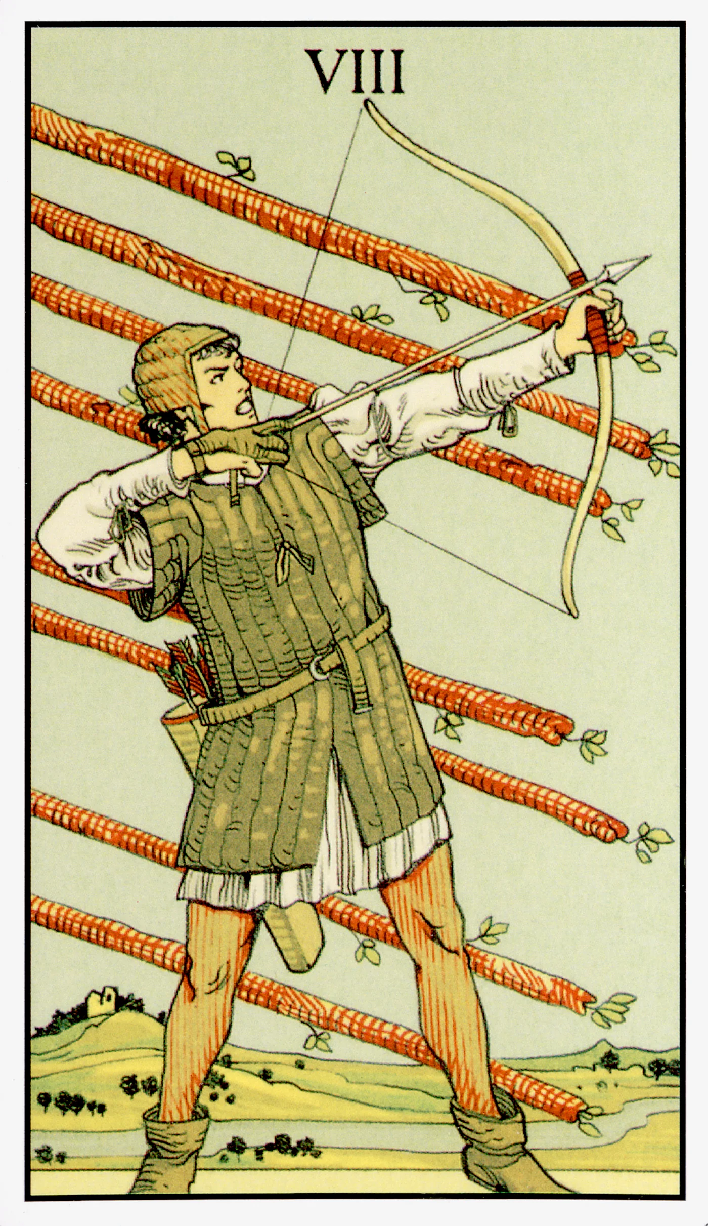 Eight of Wands — After Tarot by Lo Scarabeo Eight of Wands card from the After Tarot deck by Lo Scarabeo