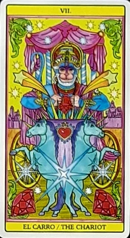 The Chariot card from El Dios De Los Tres Tarot, part of the 69-card recovered TarotFans gallery