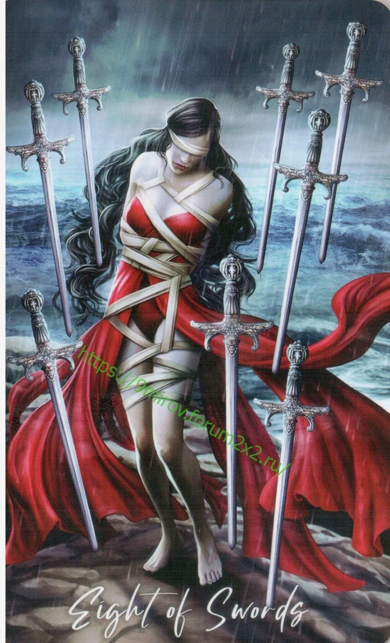Eight of Swords card from Elemental Wisdom Tarot, part of the complete 78-card TarotFans gallery
