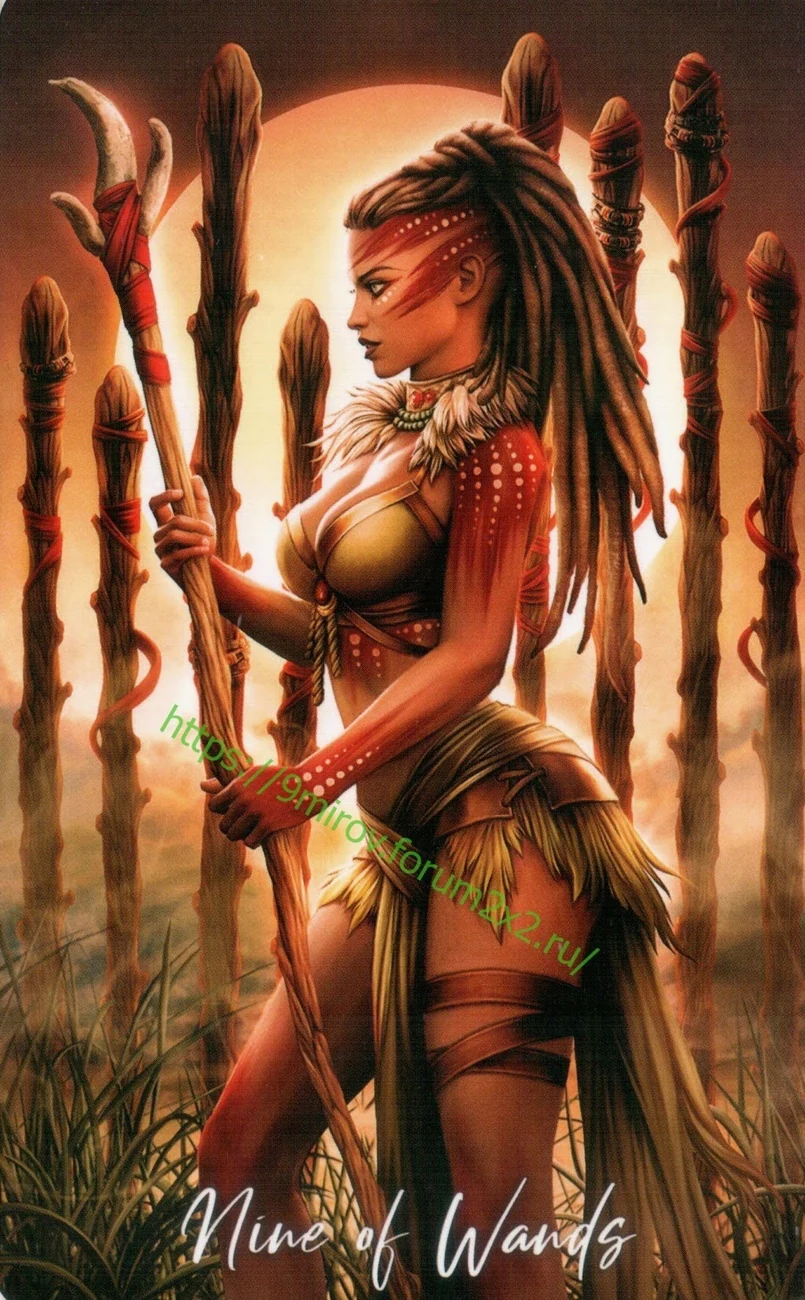 Eight of Wands card from Elemental Wisdom Tarot, part of the complete 78-card TarotFans gallery