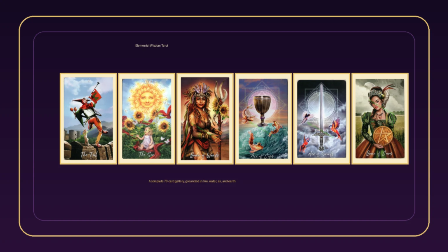 Elemental Wisdom Tarot final CTA image Elemental Wisdom Tarot final CTA collage made from verified gallery card art