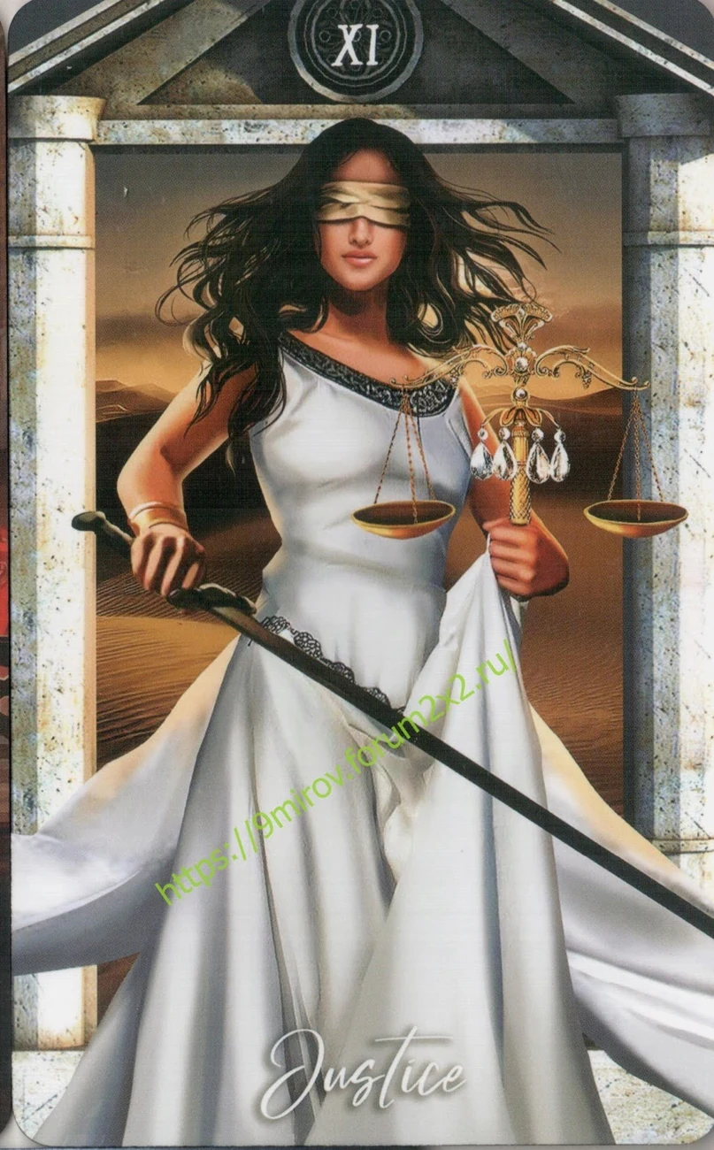Justice card from Elemental Wisdom Tarot, part of the complete 78-card TarotFans gallery