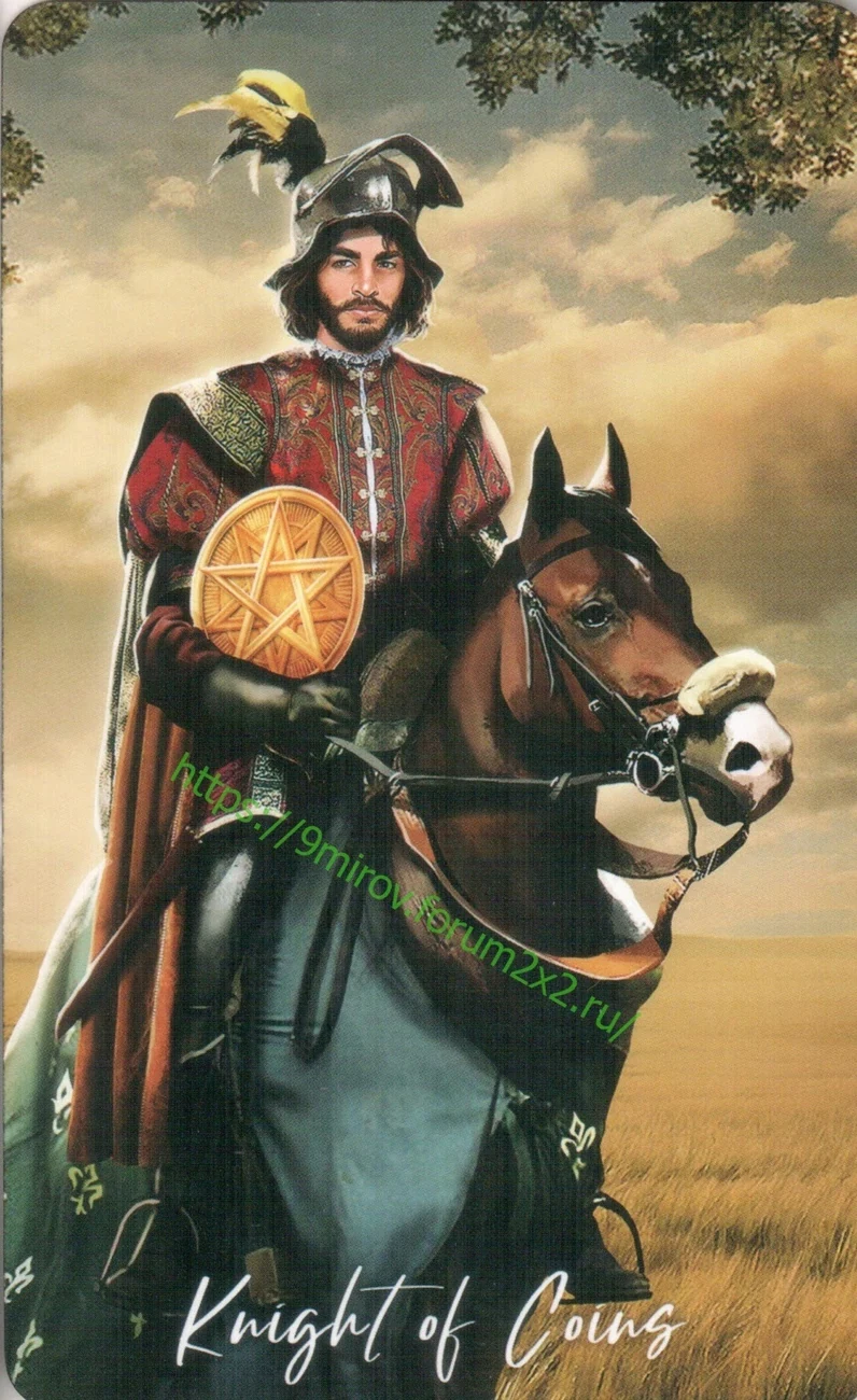 Knight of Coins card from Elemental Wisdom Tarot, part of the complete 78-card TarotFans gallery