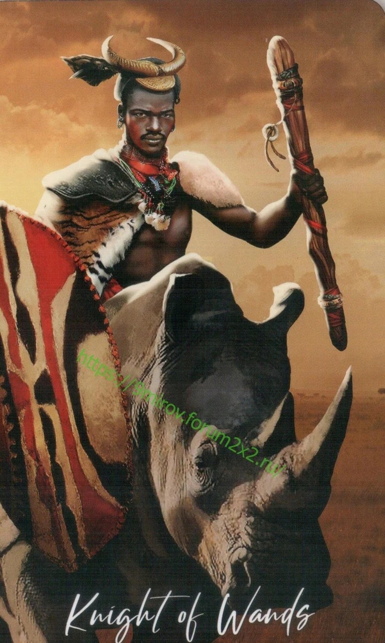 Knight of Wands card from Elemental Wisdom Tarot, part of the complete 78-card TarotFans gallery
