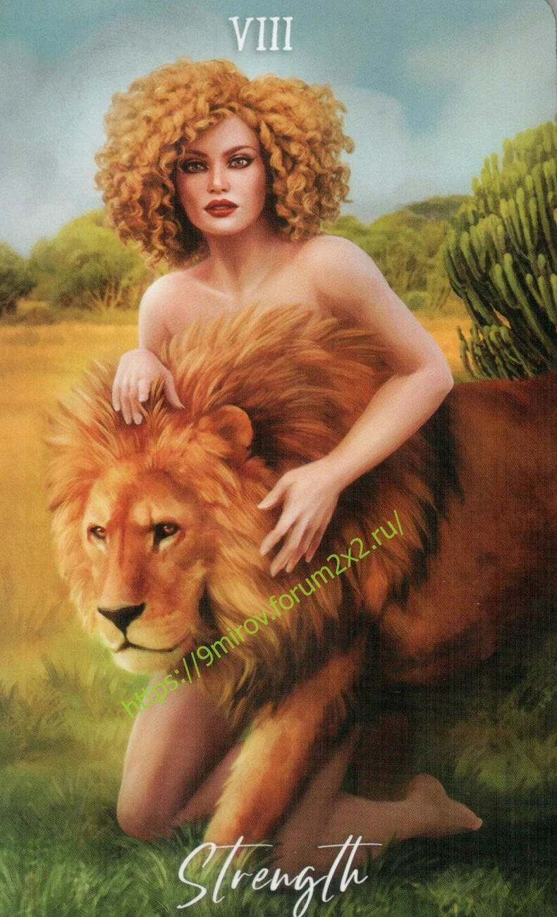 Strength card from Elemental Wisdom Tarot, part of the complete 78-card TarotFans gallery