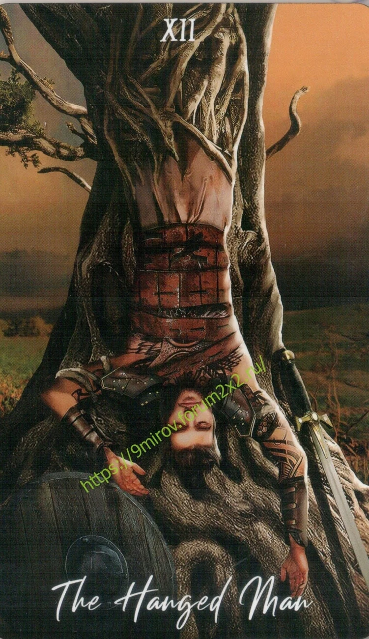 The Hanging Man card from Elemental Wisdom Tarot, part of the complete 78-card TarotFans gallery