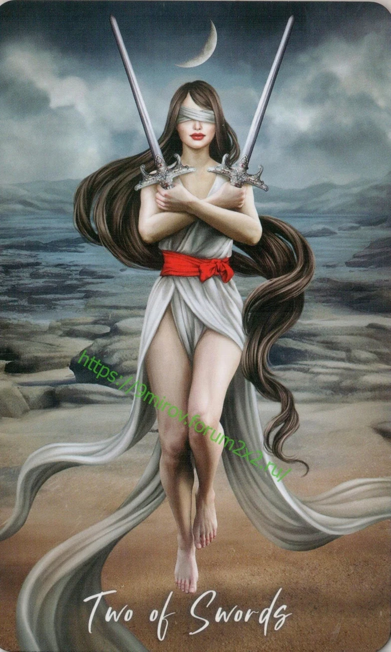 Two of Swords card from Elemental Wisdom Tarot, part of the complete 78-card TarotFans gallery