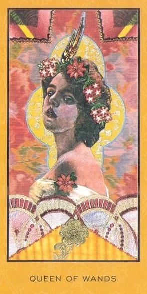 Queen of Wands card from the Enchanted Tarot deck