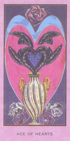 The Enchanted Tarot Review 11 Ace of Hearts card from the Enchanted Tarot deck