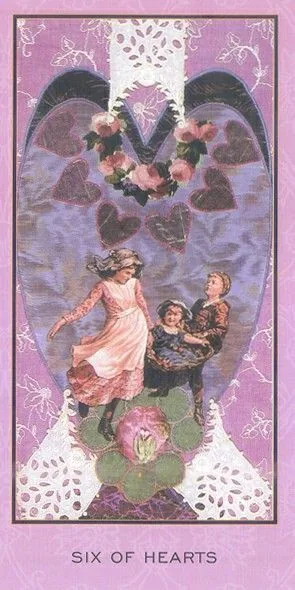 Six of Hearts card from the Enchanted Tarot deck