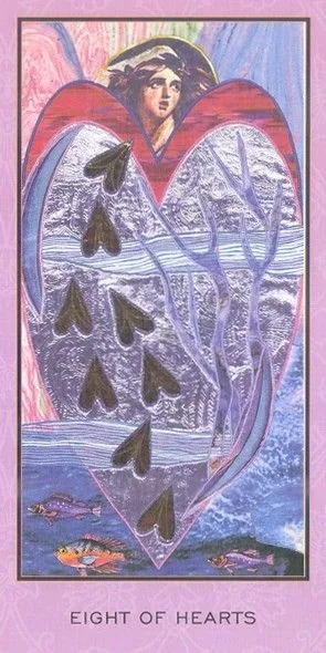 Eight of Hearts card from the Enchanted Tarot deck