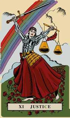 Justice card from English Magic Tarot