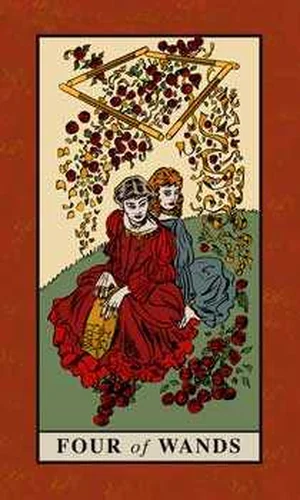 Four of Wands card from English Magic Tarot