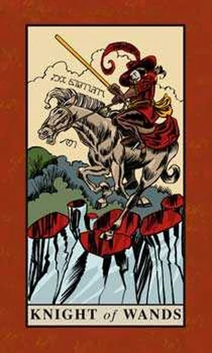 Knight of Wands card from English Magic Tarot