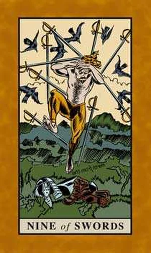 Nine of Swords card from English Magic Tarot