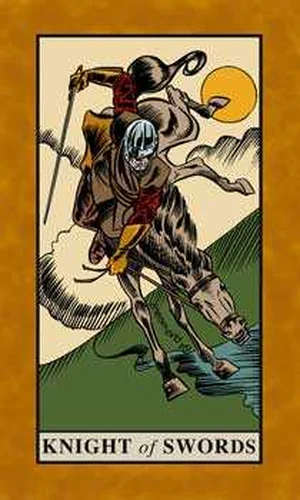 Knight of Swords card from English Magic Tarot