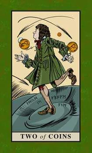 Two of Coins card from English Magic Tarot