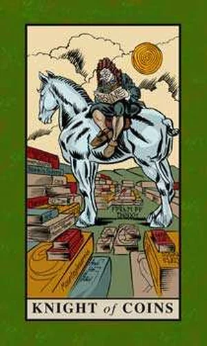 Knight of Coins card from English Magic Tarot