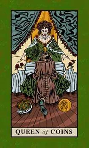 Queen of Coins card from English Magic Tarot