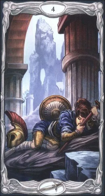 Four of Swords card from the Epic Tarot deck