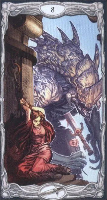 Eight of Swords card from the Epic Tarot deck