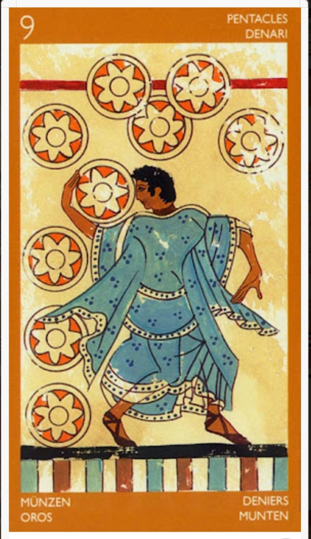 Nine of Pentacles - Etruscan Tarot - Tarot Deck by Silvana Alasia