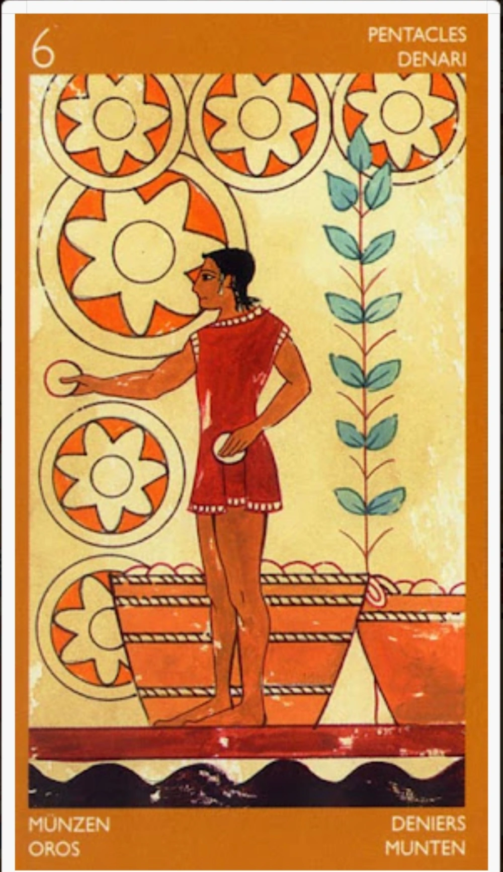 Six of Pentacles - Etruscan Tarot - Tarot Deck by Silvana Alasia