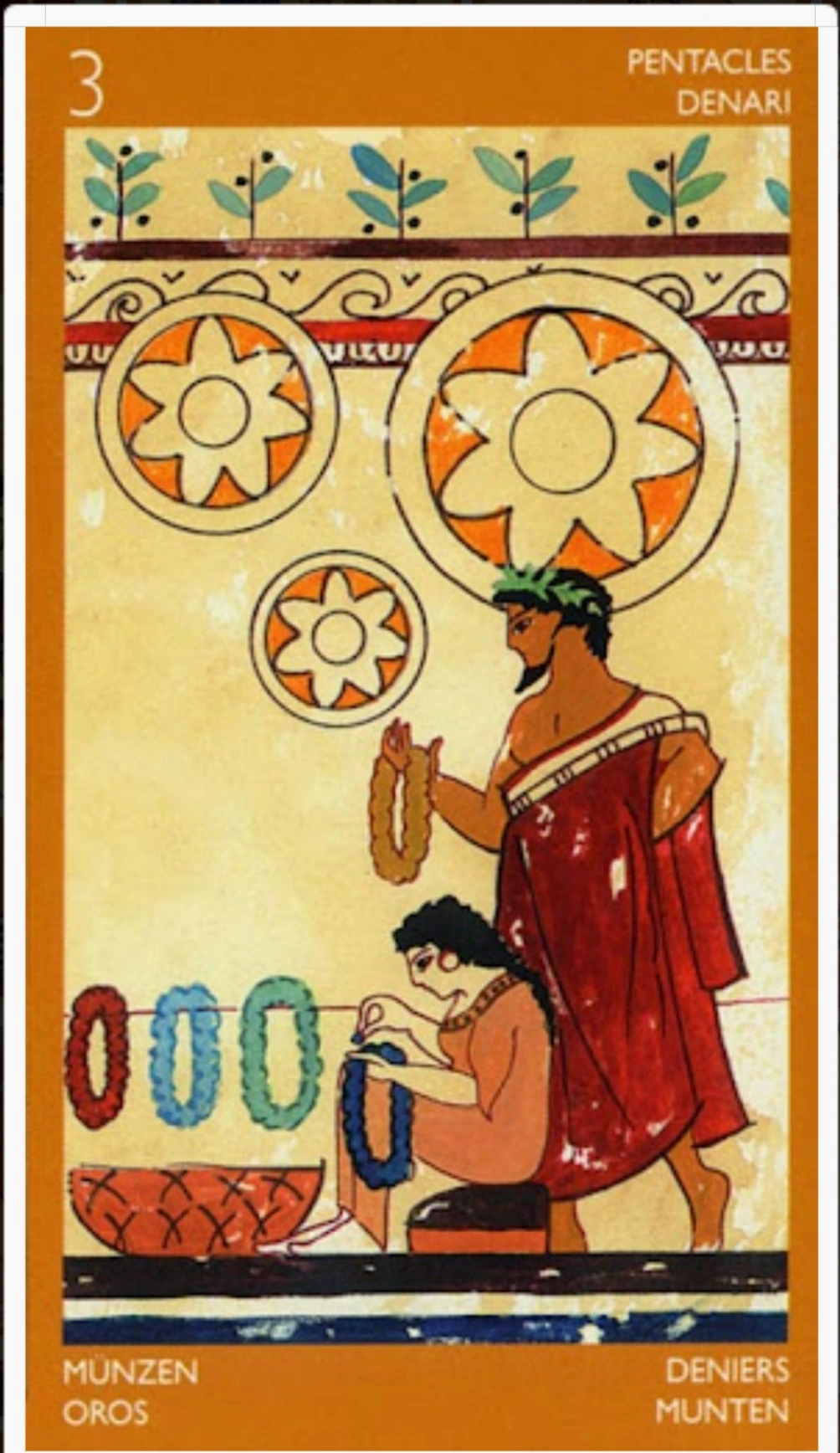 Three of Pentacles - Etruscan Tarot - Tarot Deck by Silvana Alasia