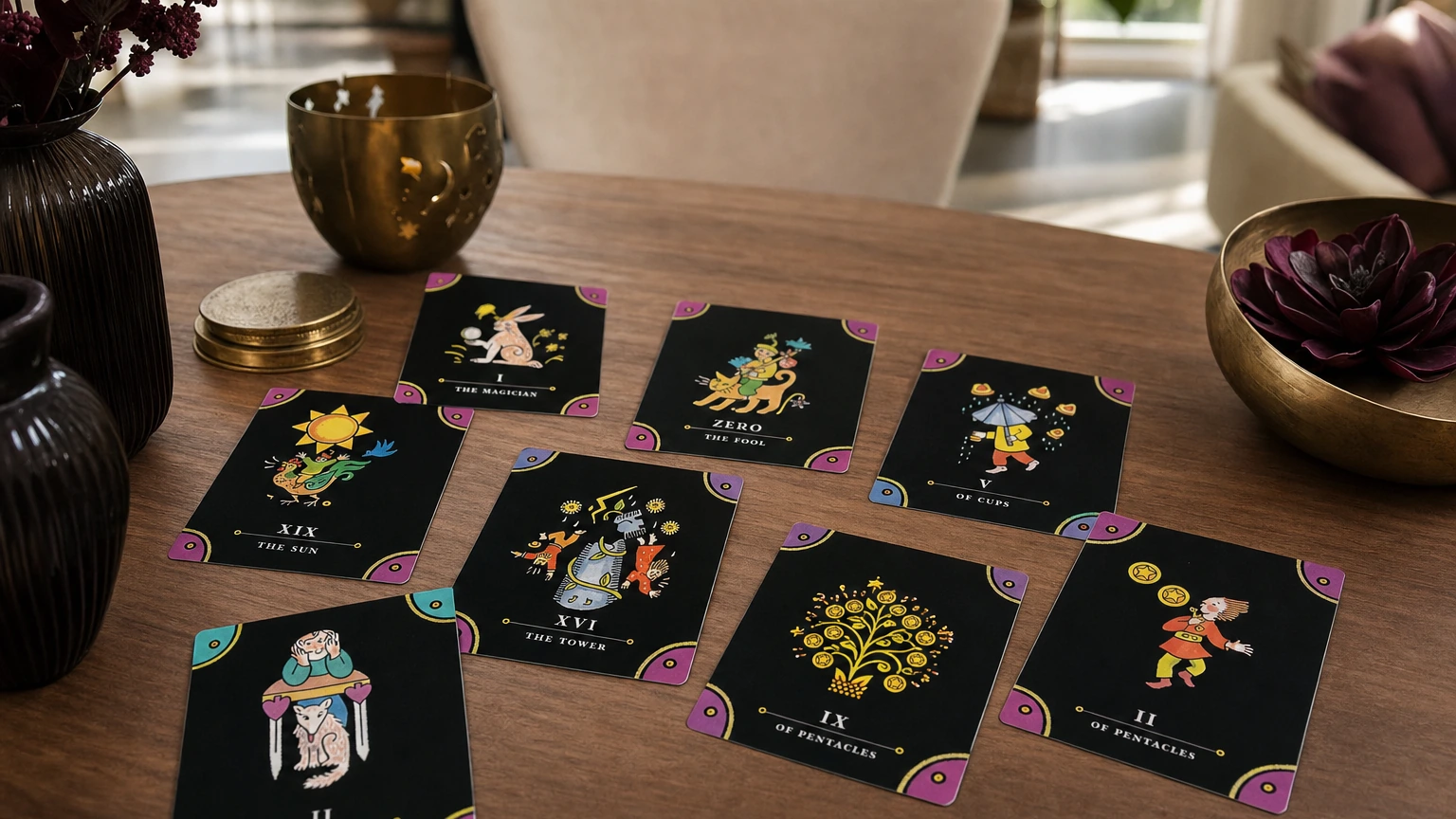 Tarot The Complete Kit cards laid out for a modern home tarot reading session