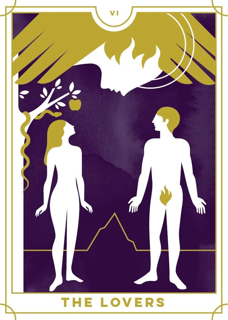 The Lovers card from the Everyday Tarot deck