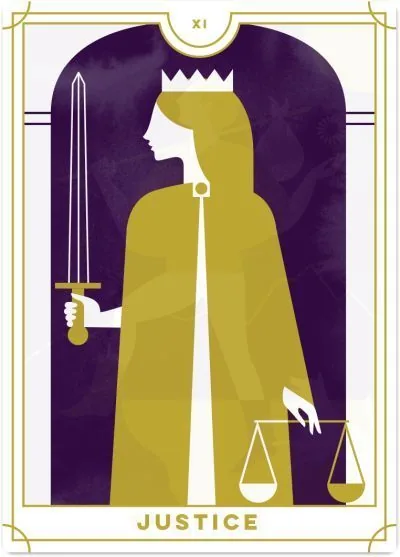 Justice card from the Everyday Tarot deck