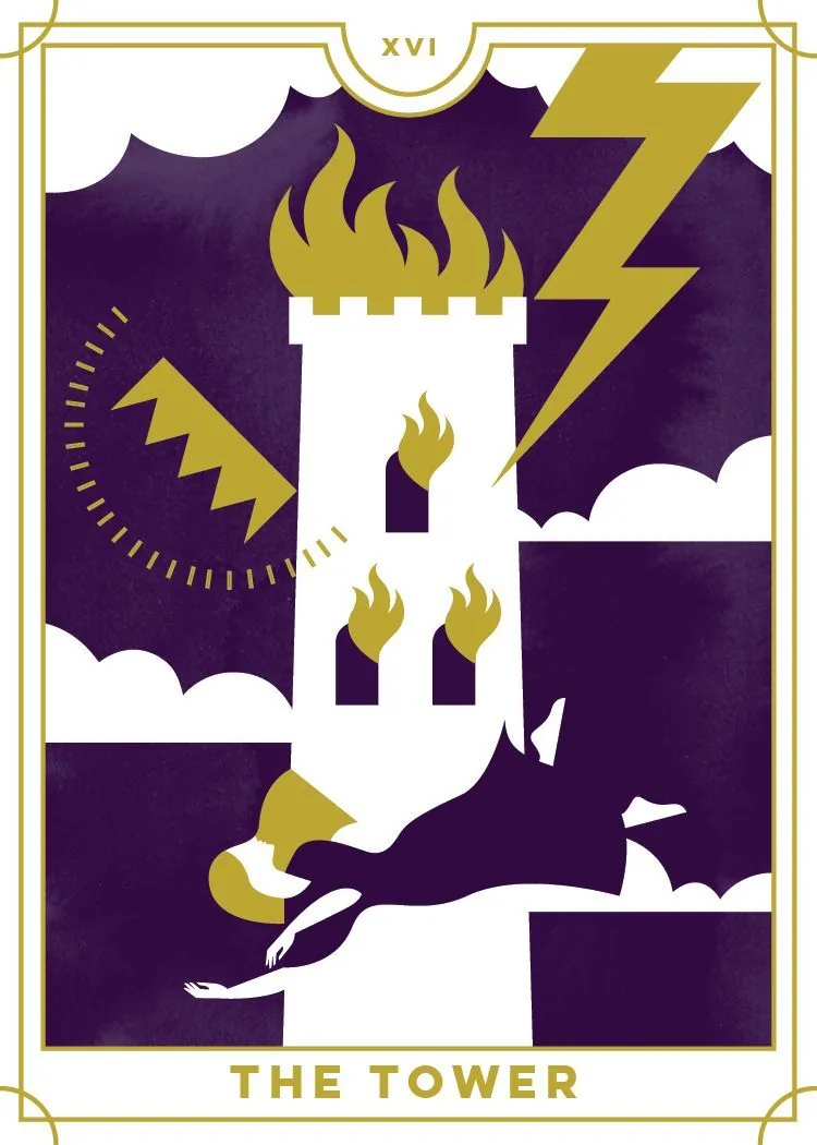 The Tower card from the Everyday Tarot deck