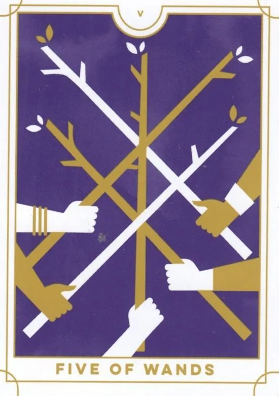 5 of Wands card from the Everyday Tarot deck