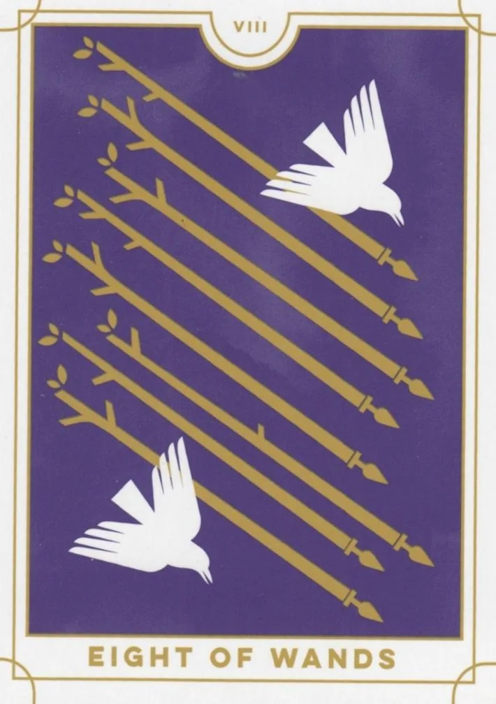 8 of Wands card from the Everyday Tarot deck