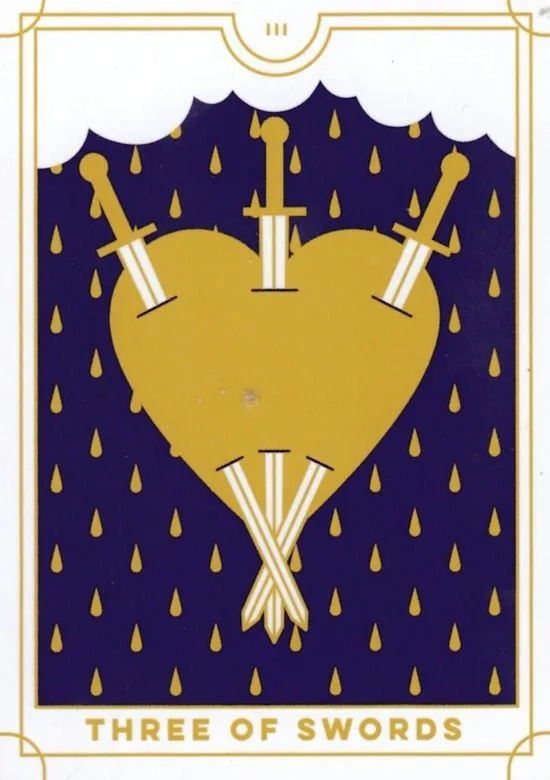 3 of Swords card from the Everyday Tarot deck