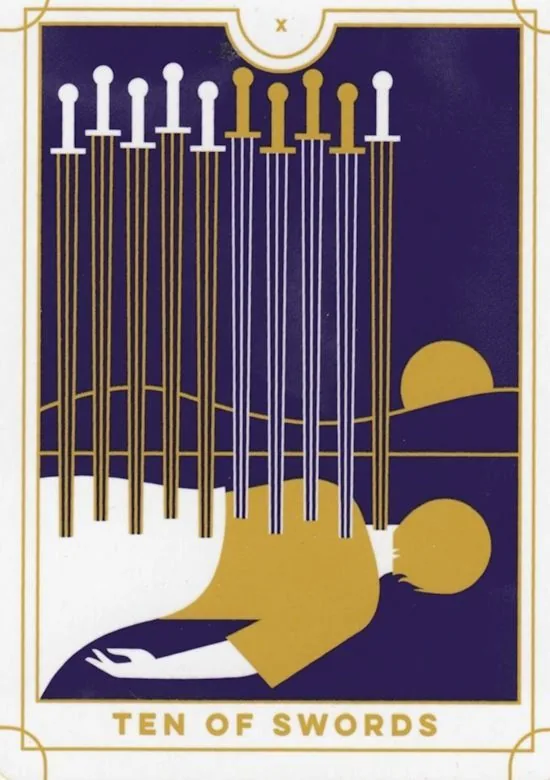 10 of Swords card from the Everyday Tarot deck