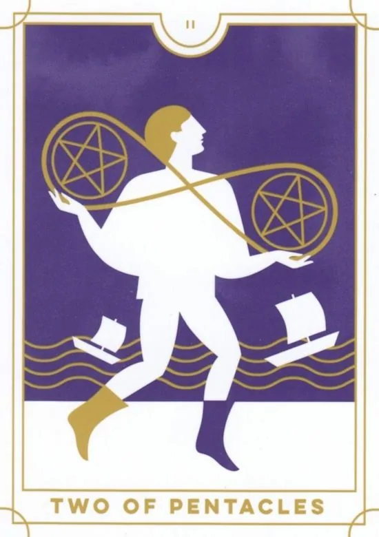 2 of Pentacles card from the Everyday Tarot deck