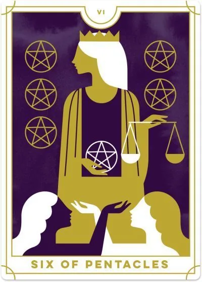 6 of Pentacles card from the Everyday Tarot deck