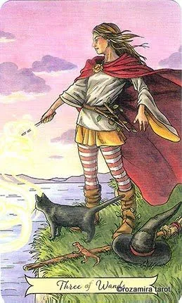 3 of Wands card from the Everyday Witch Tarot deck