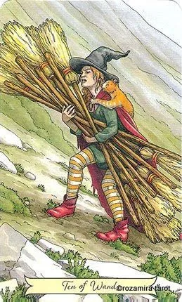 10 of Wands card from the Everyday Witch Tarot deck