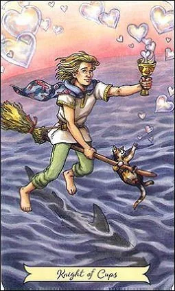 Everyday Witch Tarot Review 15 Knight of Cups card from the Everyday Witch Tarot deck